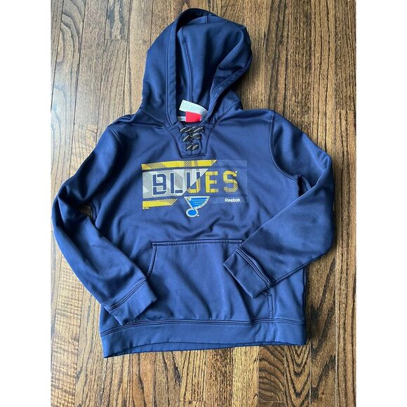 Reebok St Louis Blues Hoodie Kids Hoodie Faceoff Collection Size 14/16 - Picture 1 of 6